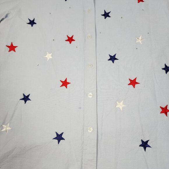 The Quacker Factory Red White & Blue Women's Button-Up Embroidered Stars Small - Picture 5 of 9